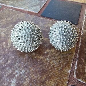Vintage Spikey Ball Silver Clip Back Earrings